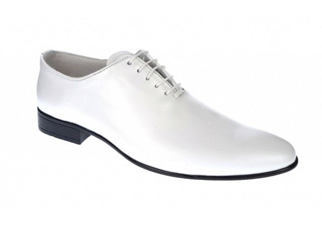 Pantofi albi barbati, eleganti, din piele naturala - ENZO ALB